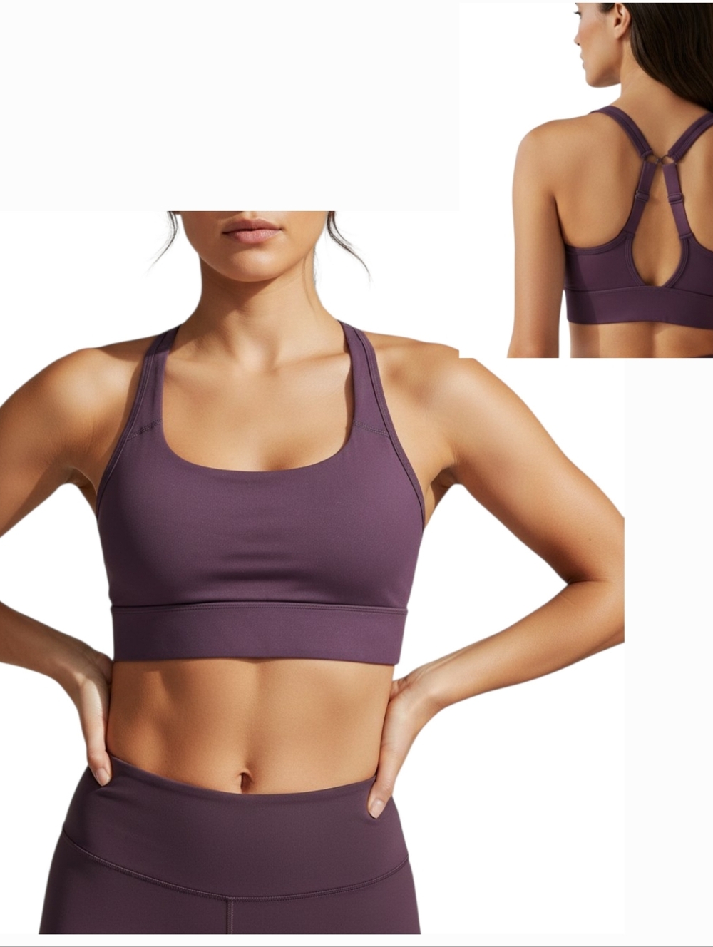 Anko Active Sports Bra Size 8 Plum Purple Medium Support Adjustable Racerback